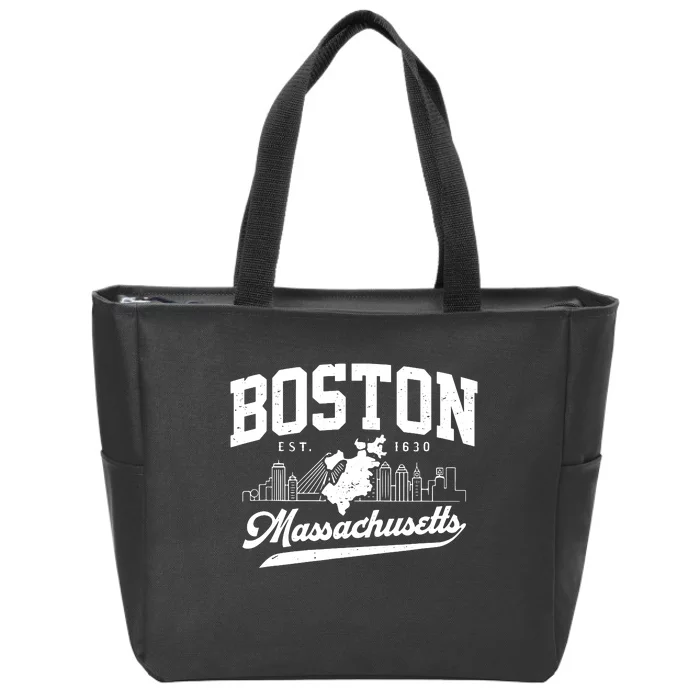 Vintage Boston Massachusetts Est 1630 Souvenir Zip Tote Bag