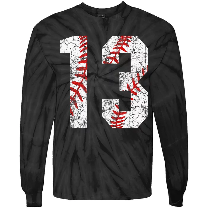 Vintage Baseball Mom 13 Jersey Baseball Favorite Player Tie-Dye Long Sleeve Shirt