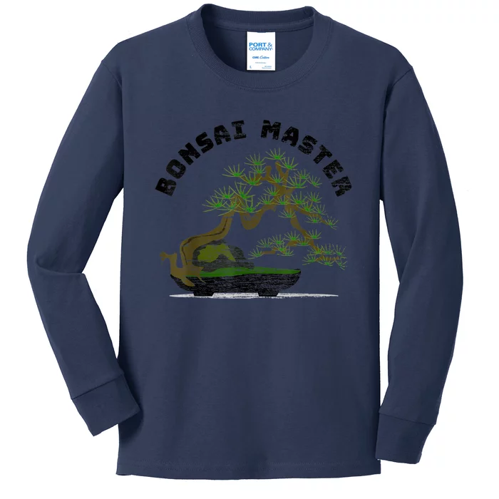 Vintage Bonsai Master Bonsai Tree Kids Long Sleeve Shirt