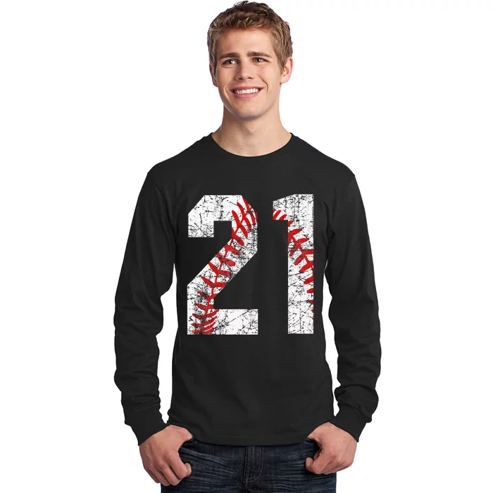 Vintage Baseball Mom 21 Jersey Baseball Player Number 21 Long Sleeve Shirt