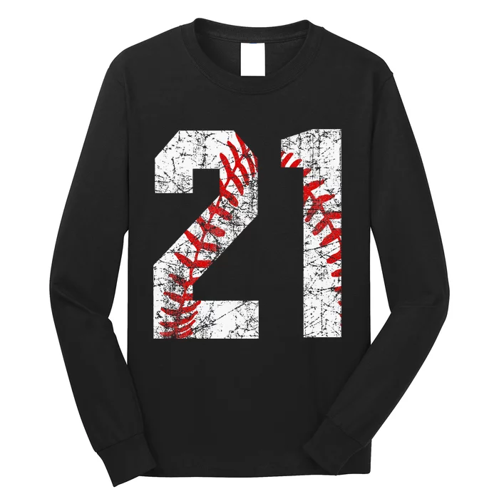 Vintage Baseball Mom 21 Jersey Baseball Player Number 21 Long Sleeve Shirt