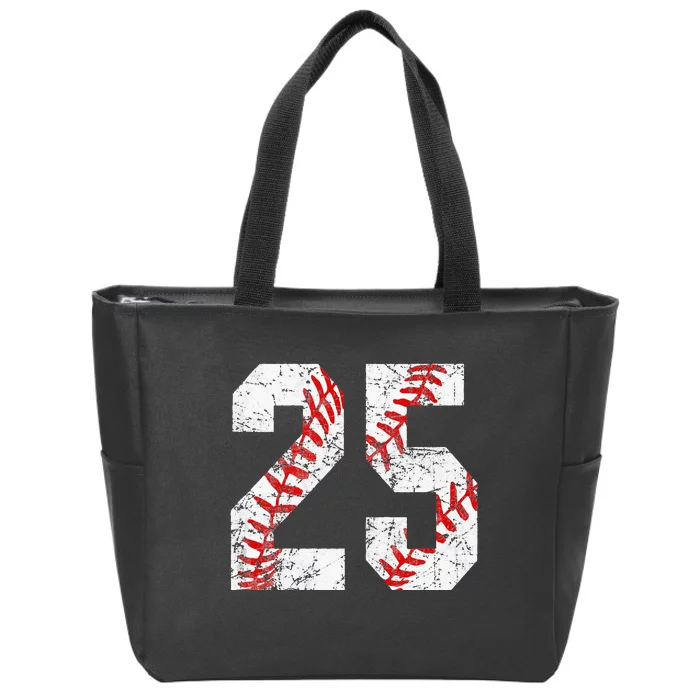 Vintage Baseball Mom 25 Jersey Baseball Favorite Player Zip Tote Bag