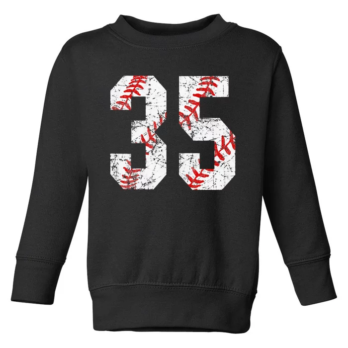 Vintage Baseball Mom 35 Jersey Baseball Jersey Number 35 Toddler Sweatshirt