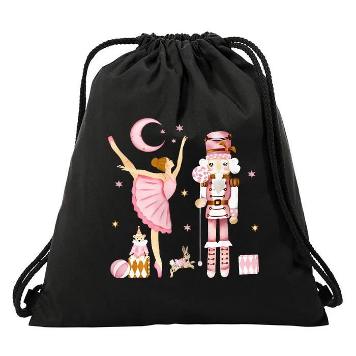 Vintage Ballet Nutcracker Christmas Pink Xmas Drawstring Bag