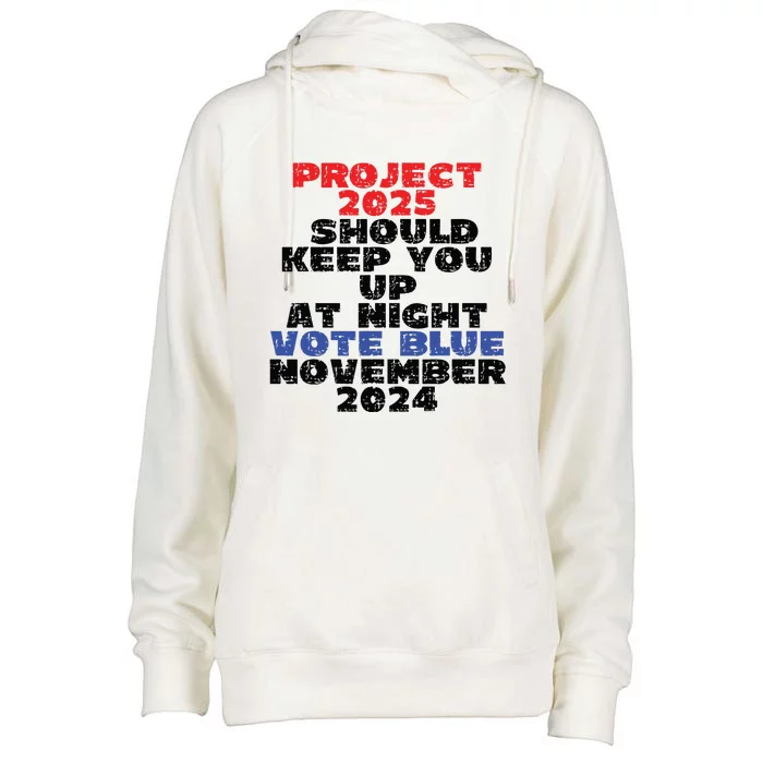 Vote Blue November 2024 Election Project 2025 Biden Democrat Womens Funnel Neck Pullover Hood