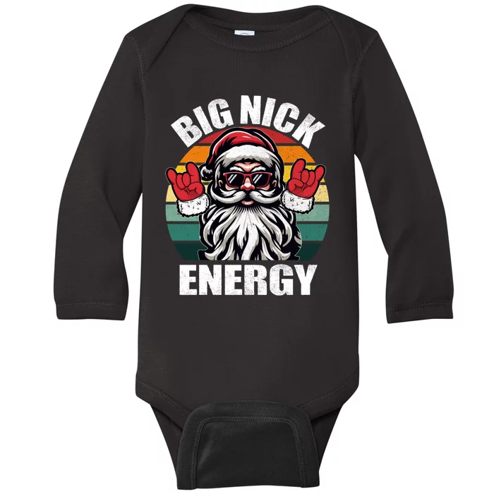 Vintage Big Nick Energy Christmas Xmas Santa Baby Long Sleeve Bodysuit