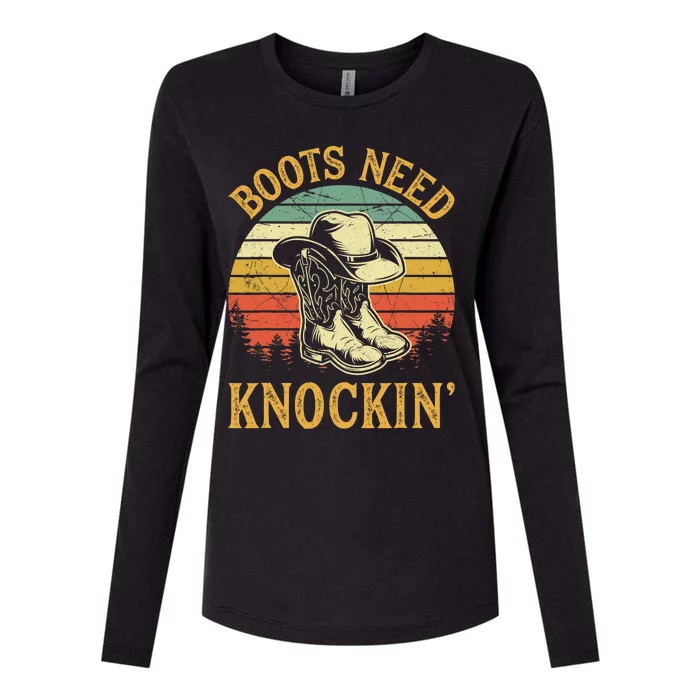 Vintage Boots Need Knockin Knocking Country Music Womens Cotton Relaxed Long Sleeve T-Shirt