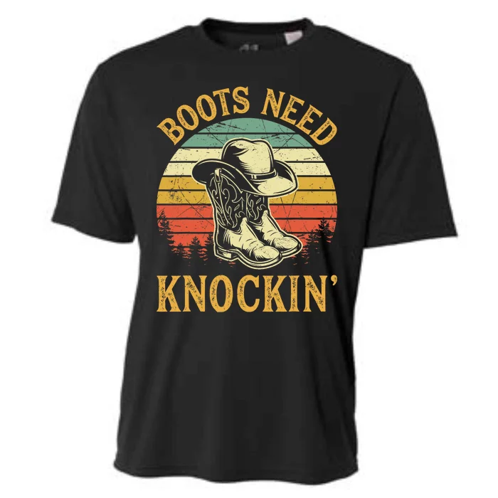 Vintage Boots Need Knockin Knocking Country Music Cooling Performance Crew T-Shirt