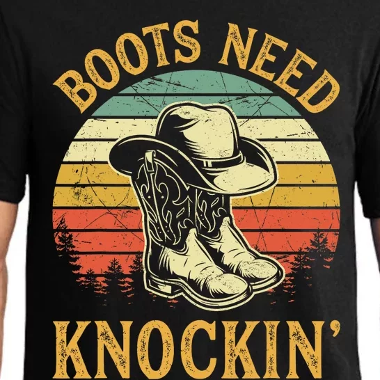 Vintage Boots Need Knockin Knocking Country Music Pajama Set