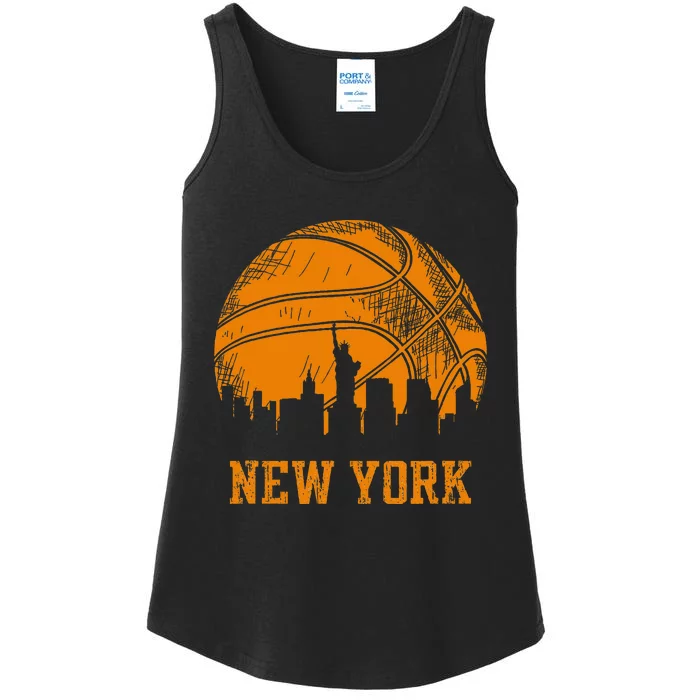 Vintage Basketball New York City Skyline Outfit Ladies Essential Tank