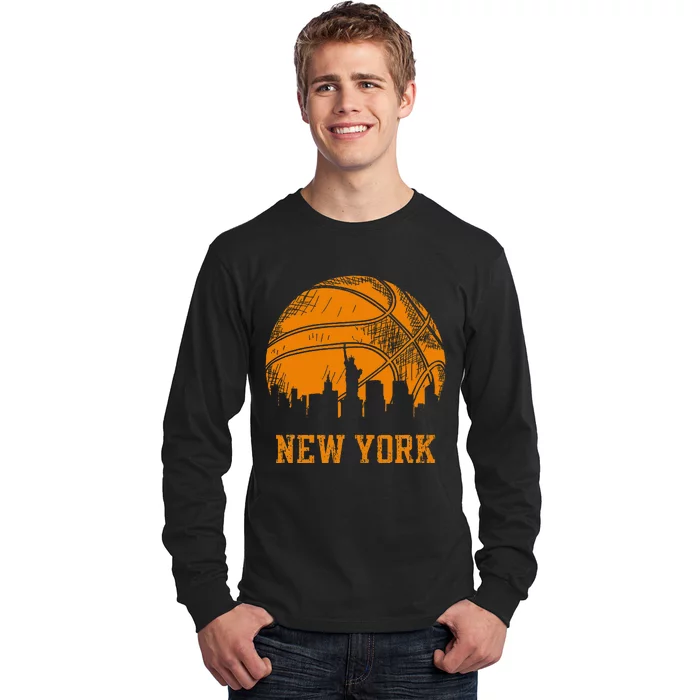 Vintage Basketball New York City Skyline Outfit Long Sleeve Shirt