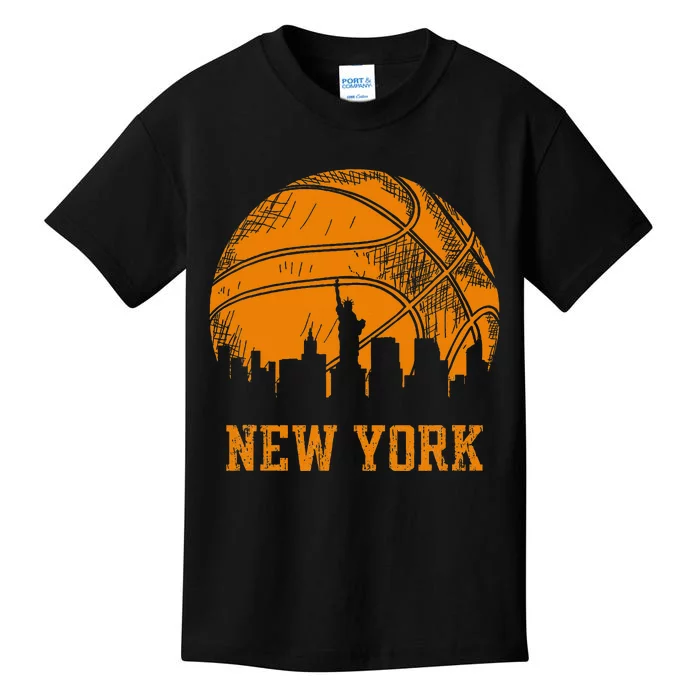 Vintage Basketball New York City Skyline Outfit Kids T-Shirt