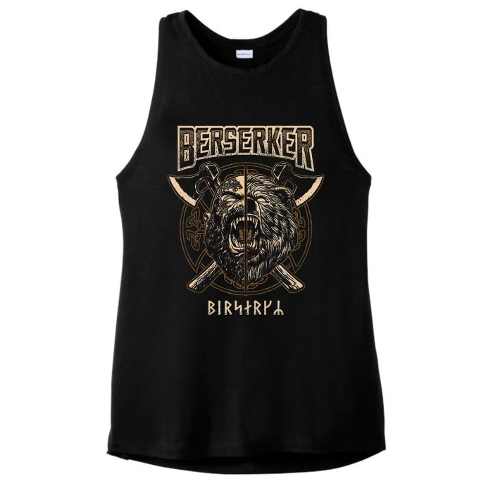 Viking Berserker Norse Pagan Bear Warrior Ladies Tri-Blend Wicking Tank