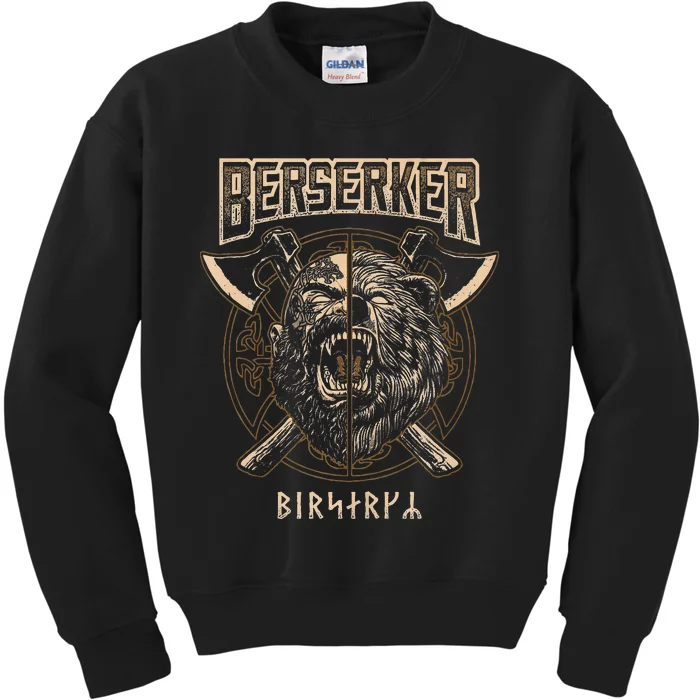 Viking Berserker Norse Pagan Bear Warrior Kids Sweatshirt