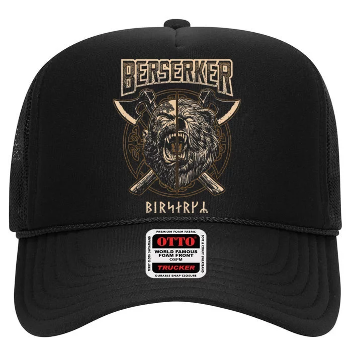 Viking Berserker Norse Pagan Bear Warrior High Crown Mesh Trucker Hat