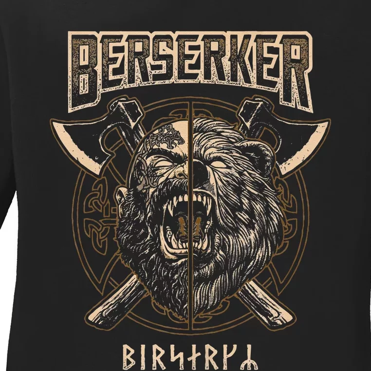 Viking Berserker Norse Pagan Bear Warrior Ladies Long Sleeve Shirt