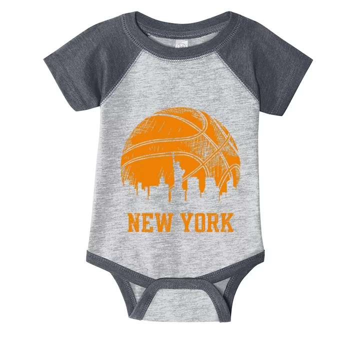 Vintage Basketball New York City Skyline Outfit Infant Baby Jersey Bodysuit