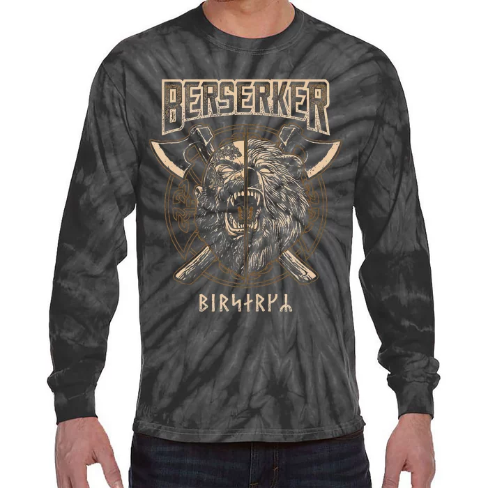 Viking Berserker Norse Pagan Bear Warrior Tie-Dye Long Sleeve Shirt