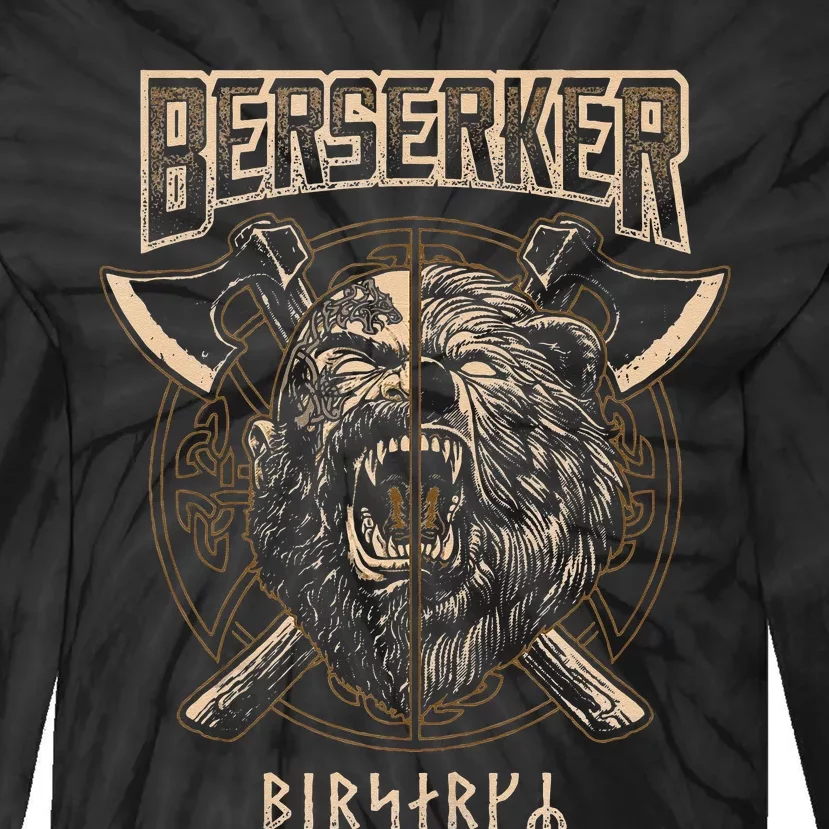 Viking Berserker Norse Pagan Bear Warrior Tie-Dye Long Sleeve Shirt