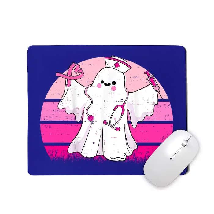 Vintage Boo Nurse Ghost Scrub Top Halloween Breast Cancer Funny Gift Mousepad