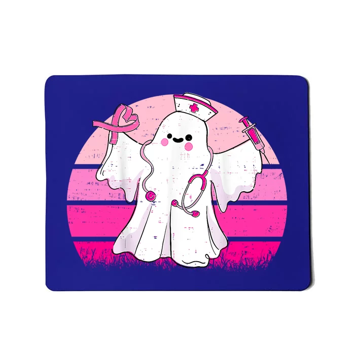 Vintage Boo Nurse Ghost Scrub Top Halloween Breast Cancer Funny Gift Mousepad