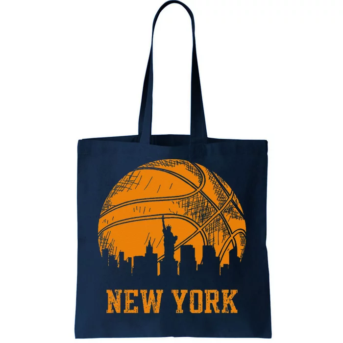 Vintage Basketball New York City Skyline Tote Bag