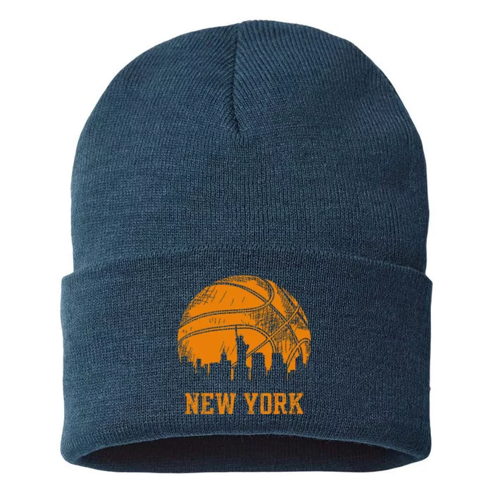 Vintage Basketball New York City Skyline Sustainable Knit Beanie