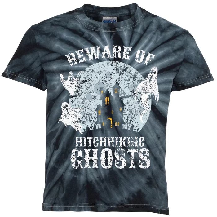 Vintage Beware Of Hitchhiking Ghosts Fun Halloween Party Kids Tie-Dye T-Shirt