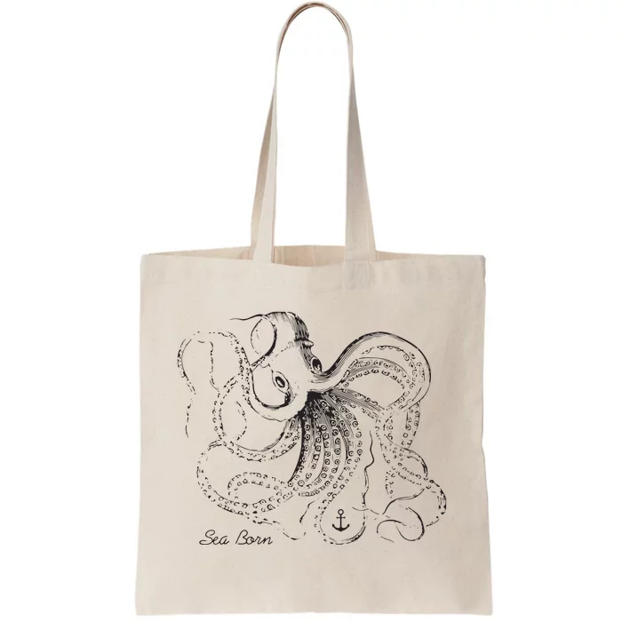 Vintage Black Octopus Marine Biologist Ocean Sea Life Tote Bag