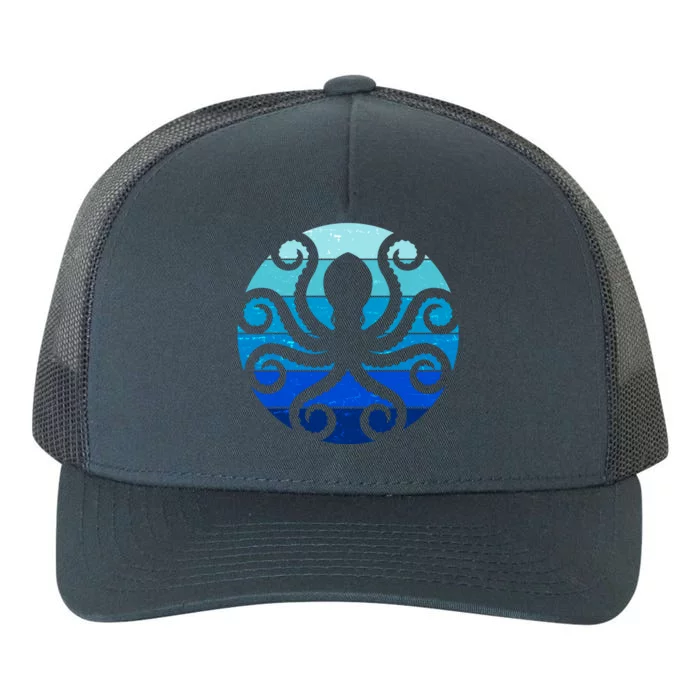 Vintage Blue Octopus Emblem Yupoong Adult 5-Panel Trucker Hat