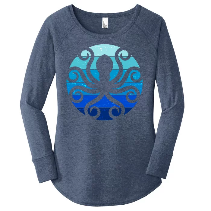 Vintage Blue Octopus Emblem Women's Perfect Tri Tunic Long Sleeve Shirt