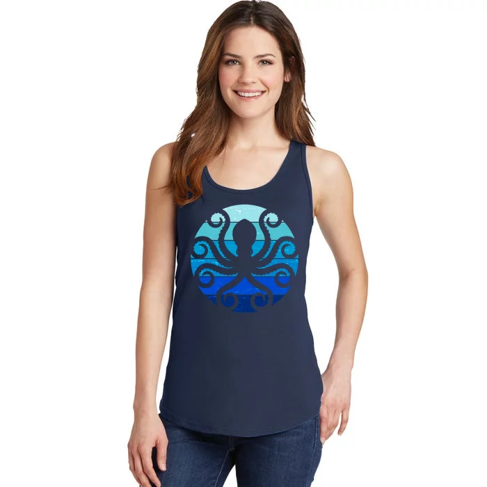 Vintage Blue Octopus Emblem Ladies Essential Tank