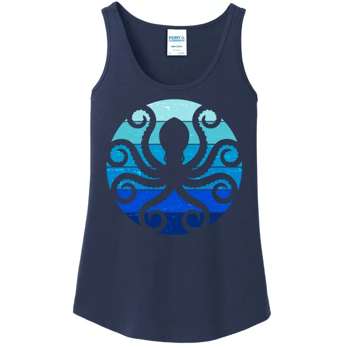 Vintage Blue Octopus Emblem Ladies Essential Tank