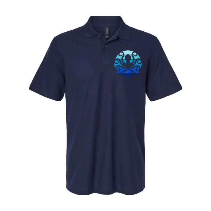 Vintage Blue Octopus Emblem Softstyle Adult Sport Polo