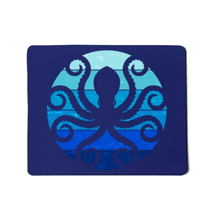 Vintage Blue Octopus Emblem Mousepad