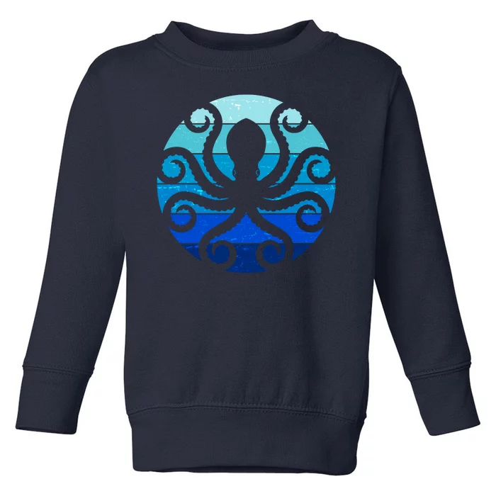 Vintage Blue Octopus Emblem Toddler Sweatshirt