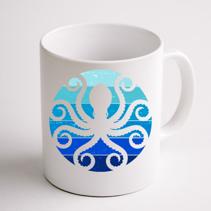 Vintage Blue Octopus Emblem Front & Back Coffee Mug