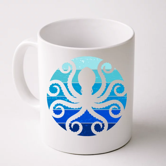 Vintage Blue Octopus Emblem Front & Back Coffee Mug