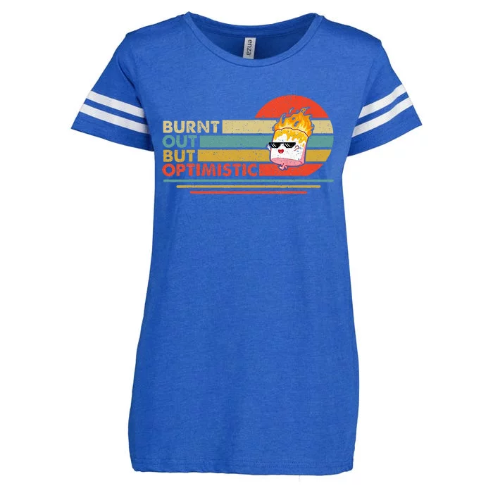 Vintage Burnt Out But Optimistic Funny Marshmallow Camping Enza Ladies Jersey Football T-Shirt