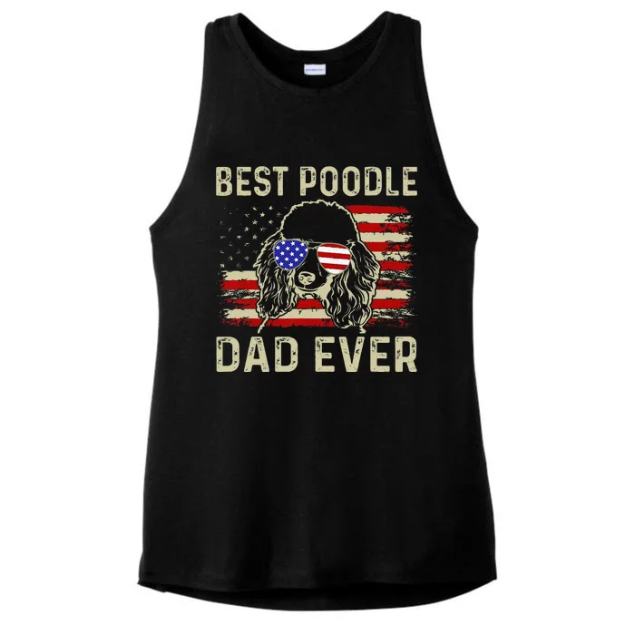 Vintage Best Poodle Dad Ever Dog Lover Tees Fathers Day Gift Ladies Tri-Blend Wicking Tank