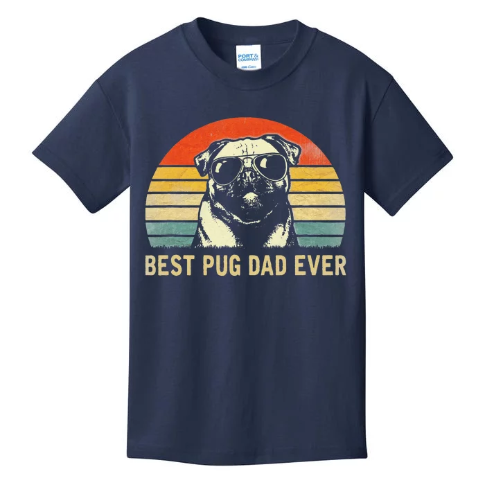 Vintage Best Pug Dad Ever Pug Lover Fathers Day Kids T-Shirt