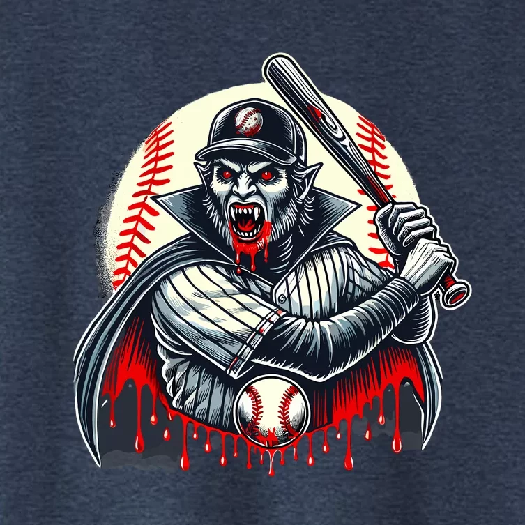 Vampire Baseball Player Funny Halloween Costume Sports Bat Women's Crop Top Tee