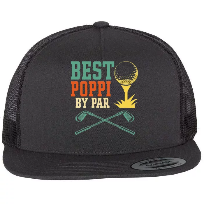 Vintage Best PopPi By Par Disc Golf Gift Dad Fathers Papa Flat Bill Trucker Hat