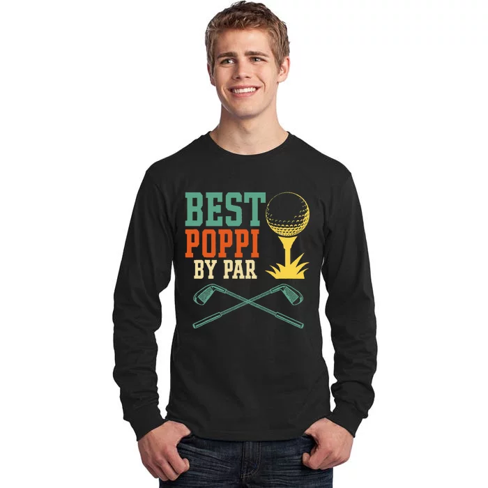 Vintage Best PopPi By Par Disc Golf Gift Dad Fathers Papa Tall Long Sleeve T-Shirt