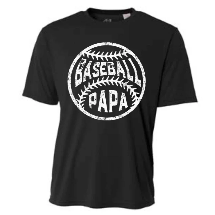 Vintage Baseball Papa Leopard Love Baseball Fathers Day Cooling Performance Crew T-Shirt