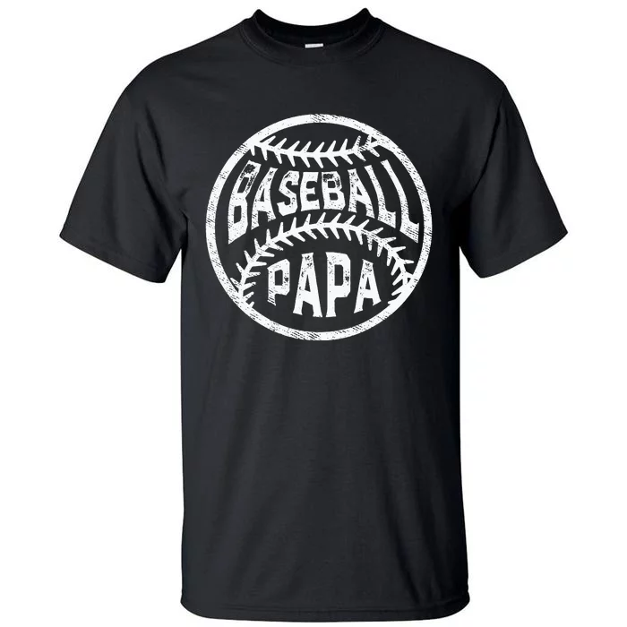 Vintage Baseball Papa Leopard Love Baseball Fathers Day Tall T-Shirt