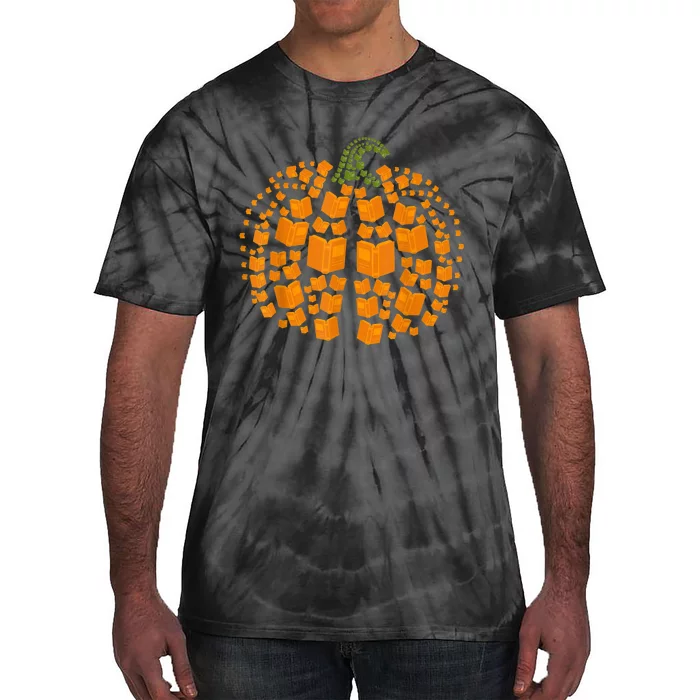 Vintage Book Pumpkin Autumn Fall Librarians Bookworm Teacher Tie-Dye T-Shirt