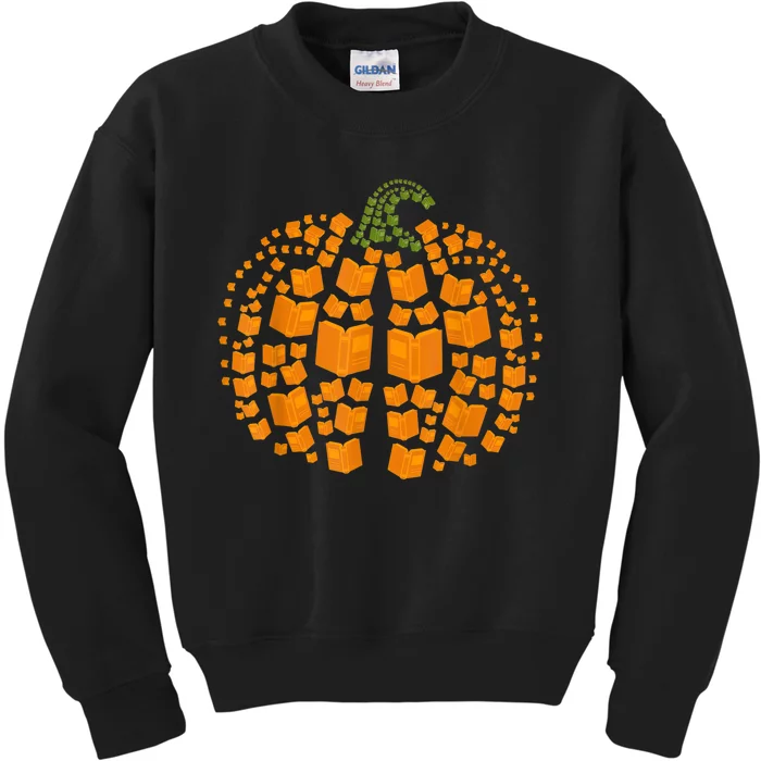 Vintage Book Pumpkin Autumn Fall Librarians Bookworm Teacher Kids Sweatshirt