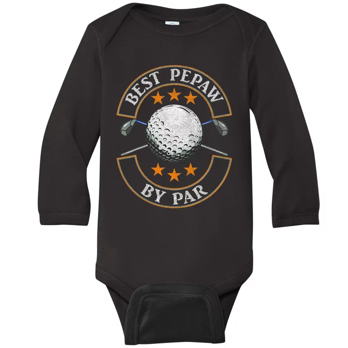 Vintage Best Pepaw By Par Family Golfer Golf Lover Baby Long Sleeve Bodysuit