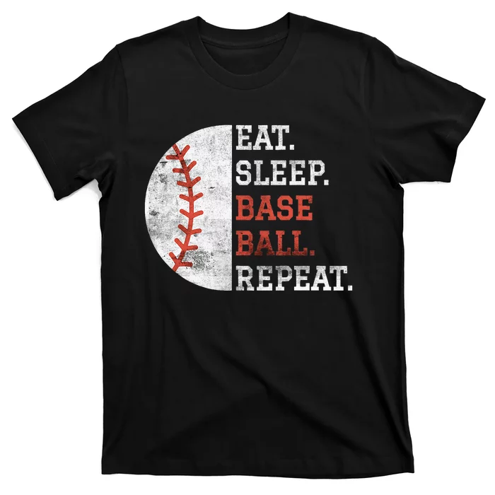 Vintage Baseball Player Eat Sleep Baseball Repeat T-Shirt